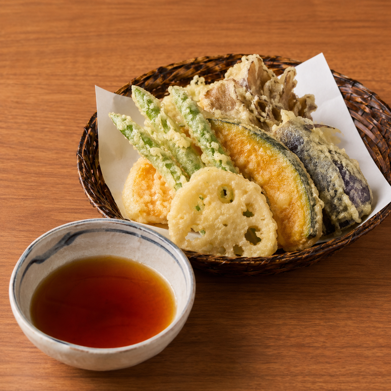 Tempura Vegetables with Tempura Dipping Sauce